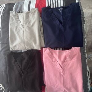 Mandala Scrubs Tops and Bottoms sets in Mauve, Navy, Black, and Pewter